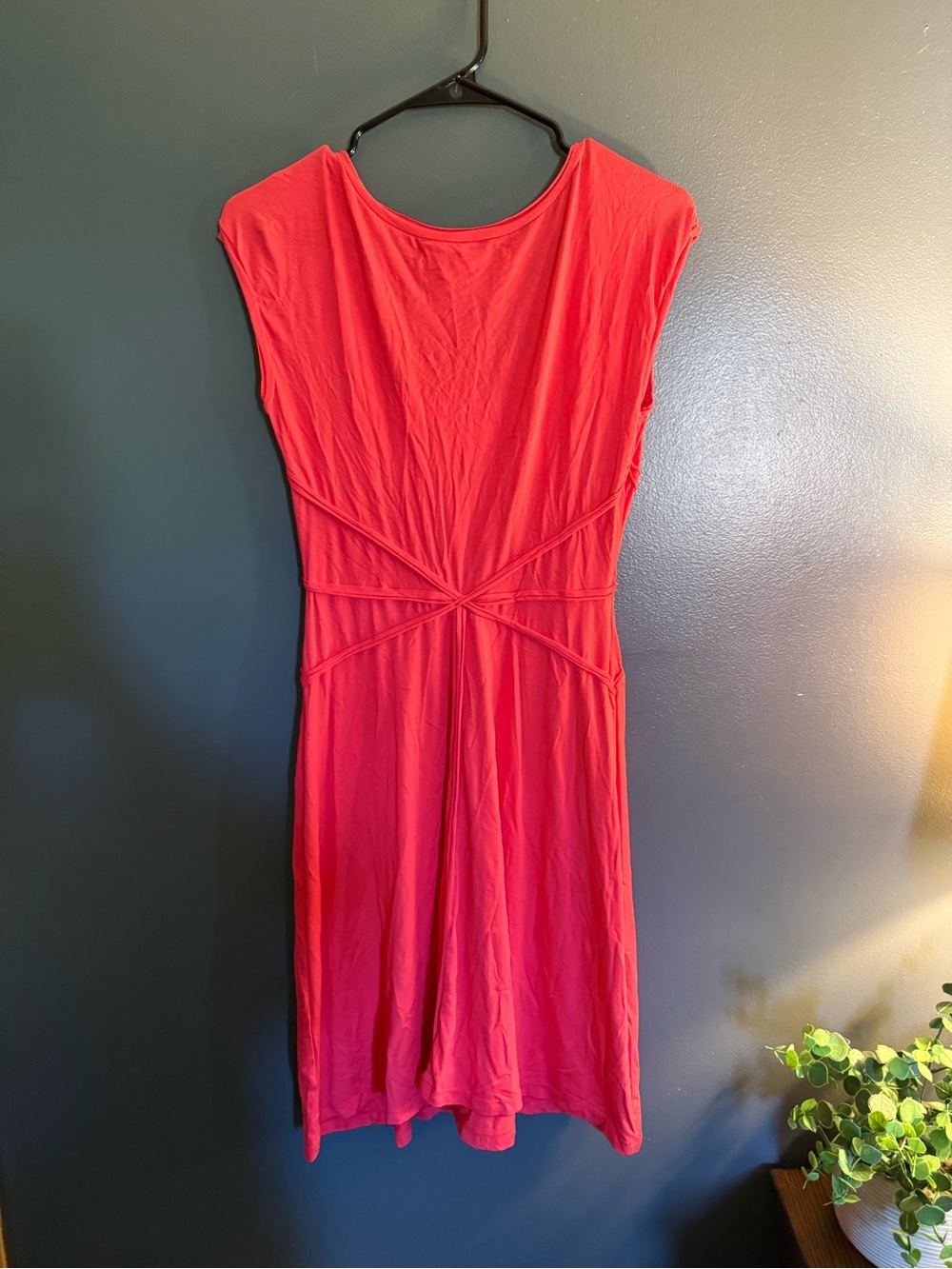 NWT, Bright Pink Twist-Front Cap Sleeve Dress - Picture 3 of 3